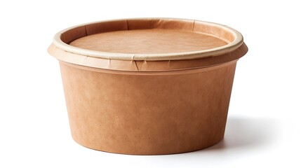 Poster - Disposable kraft paper bowl with plastic lid isolated on white background : Generative AI