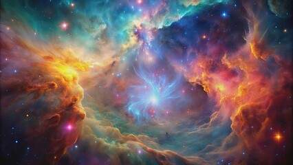Wall Mural - exploring a vibrant nebula filled with colorful gases, nebula, space, exploration, galaxies, stars, 