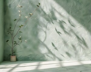 Wall Mural - Smooth Pastel Green Backdrop with Subtle Texture for Nature Themed Product Displays