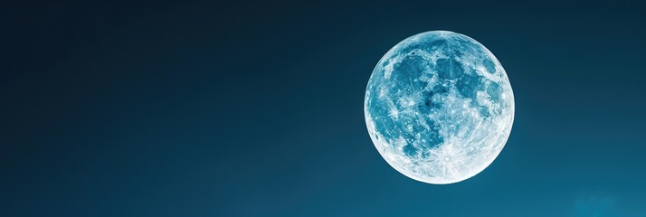 Poster - Full moon in a backdrop of a deep blue sky