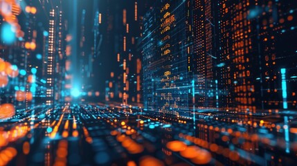 Digital Cityscape -  Abstract Architecture of Data and Technology