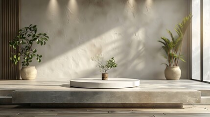 Aufkleber - Epmty Room Ctreative Design Copy Space Presentation Post Banner Art Background Podium Interior : Generative AI