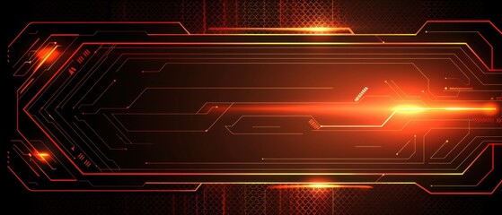 Futuristic digital interface with glowing orange elements creating a high-tech, sci-fi design. Ideal for technology and innovation themes.