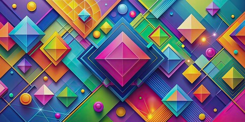 Wall Mural - Abstract geometric background with vibrant colors and complex shapes, pattern, abstract, background, design, colorful, shapes