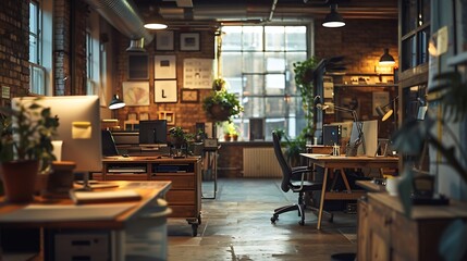 Leinwandbilder - urban industrial style office space in a UK city centre : Generative AI