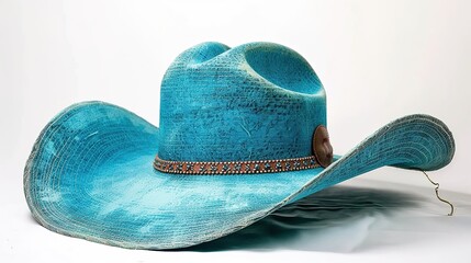 Wall Mural - Turquoise Denim Wide Brim Hat with Stylish and Trendy Design