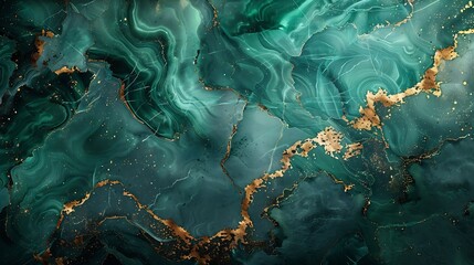 Poster - Processed collage of emerald green and gold marble texture Background for banner backdrop or texture for 3D mapping : Generative AI