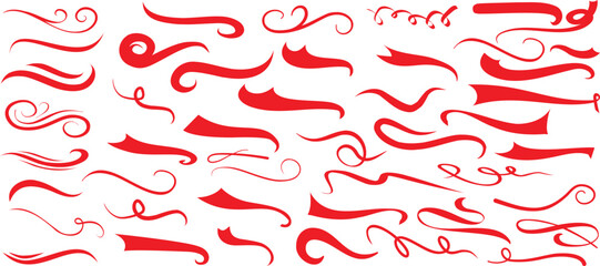 Wall Mural - decorative swash tails, red sports swash tails vector graphics, elegant curves, and flourishes. perf