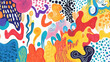 © wolfhound911 - Creative doodle art header featuring a variety of whimsical shapes and textures, including swirls, zigzags, and dots, all in vibrant colors against a white background.
