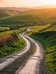 Canvas Print - Dirt Road Through Lush Green Field