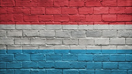 Wall Mural - Luxembourg national flag painted on a weathered brick wall , Luxembourg, flag, national, brick wall, symbol, red, blue