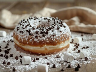 Canvas Print - Powdered Sugar Doughnut with Chocolate Chips