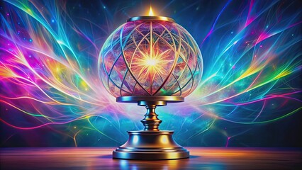 Wall Mural - mystical atomic lamp emitting vibrant colors and lights, mystical, atomic, lamp, vibrant, colors, li