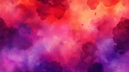 A vibrant abstract background featuring watercolor stain elements in bright reds and purples, creating a lively and dynamic visual effect.