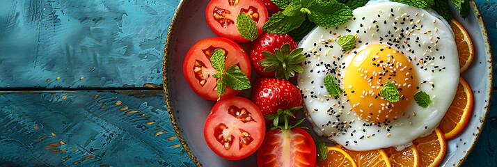 Energizing Breakfast Spread Featuring a Mix of Fresh and Healthy Foods, Encouraging the Practice of Eating a Balanced Meal for Better Wellness