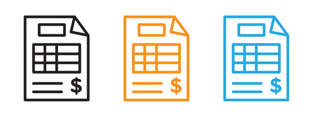 Poster - Invoice icon Flat vector set outline