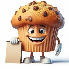 Wall Mural - Advertising - product photo of high detailed 3D cartoon character of smiling Muffin