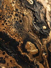 Sticker - Black and Gold Art Piece Close Up