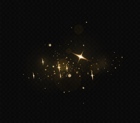 Wall Mural - dust sparks and stars shine with a special light. christmas light effect. glittering particles of ma