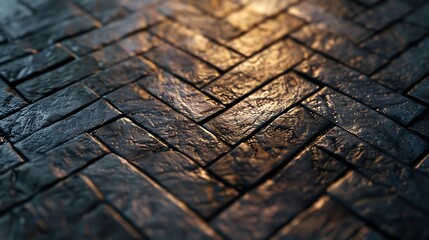 Poster - Herringbone Floor Texture Wall pattern sidewalk flooring pavement paper footpath wallpaper material for cgi : Generative AI