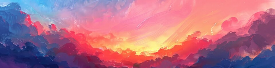 Canvas Print - Vivid Sunset Sky Painted in Pink and Blue Hues