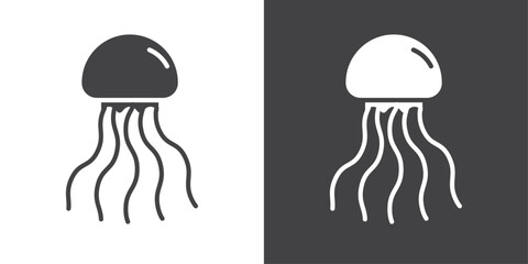 Jellyfish icon Thin line illustration set