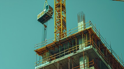 Aufkleber - Construction crane working on large construction site : Generative AI