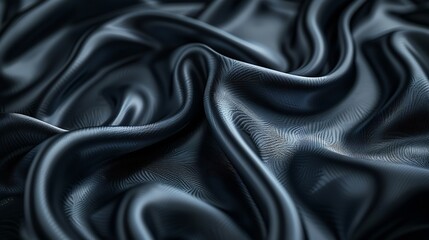 Leinwandbilder - Black gray satin dark fabric texture luxurious shiny that is abstract silk cloth panorama background with patterns soft waves blur beautiful : Generative AI