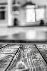 Poster - Wooden table in black and white