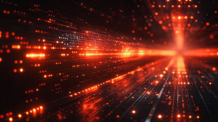 Wall Mural - a bright orange line of dots that is almost as long as the image