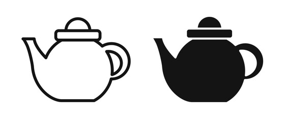 Wall Mural - teapot iconicon vector collection in outlined and solid style