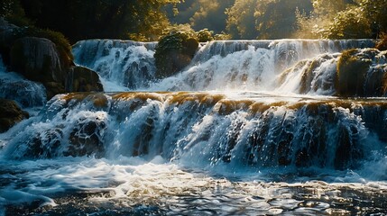 Wall Mural - Amazing Skradinski Buk waterfall in Krka national park Dalmatia Croatia : Generative AI