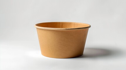 Poster - Disposable kraft paper bowl with plastic lid isolated on white background : Generative AI