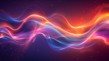 Wall Mural - abstract background with neon waves and dots on abstract light background