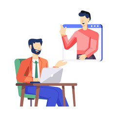 Wall Mural - A flat style illustration of online meeting 

