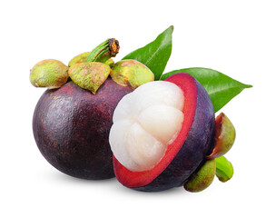 Wall Mural - mangosteen isolated on white background.