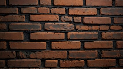 Brick wall with old brown and dark bricks, textured wallpaper of stone bricks