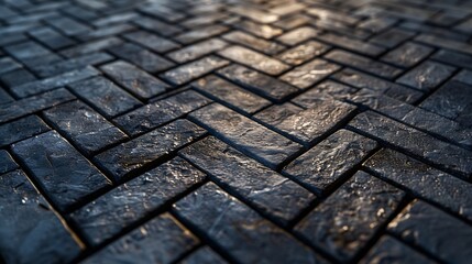 Poster - Herringbone Floor Texture Wall pattern sidewalk flooring pavement paper footpath wallpaper material for cgi : Generative AI