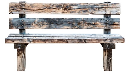 old wooden bench isolated on a white background : Generative AI