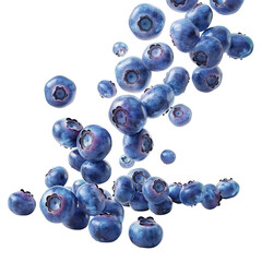 falling Blueberries falling with water splashes isolated on transparent background psd
