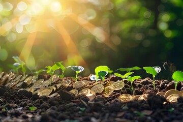 Seedlings Growing from Golden Coins