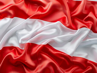 Flowing Texture of The Austrian Flag With Red and White Stripes in Natural Light