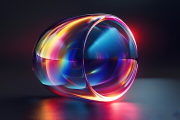 Canvas Print - Vibrant Abstract Glass Sculpture with Colorful Reflections and Light Play