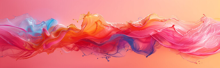 Wall Mural - vibrant abstract waves on a pink background