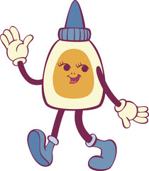 Aufkleber - White glue retro groovy mascot character
