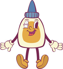 Aufkleber - White glue retro groovy mascot character