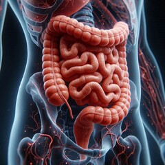 High-Detail View of Human Intestines