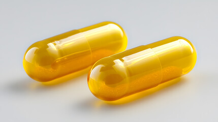 pills in yellow capsules on a neutral background. concept: cut out, white background