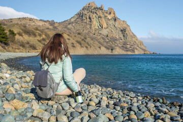 Wall Mural - girl by the sea