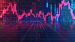 © Nattanon - Abstract stock market chart with red and blue lines showing financial data on a futuristic digital grid background.